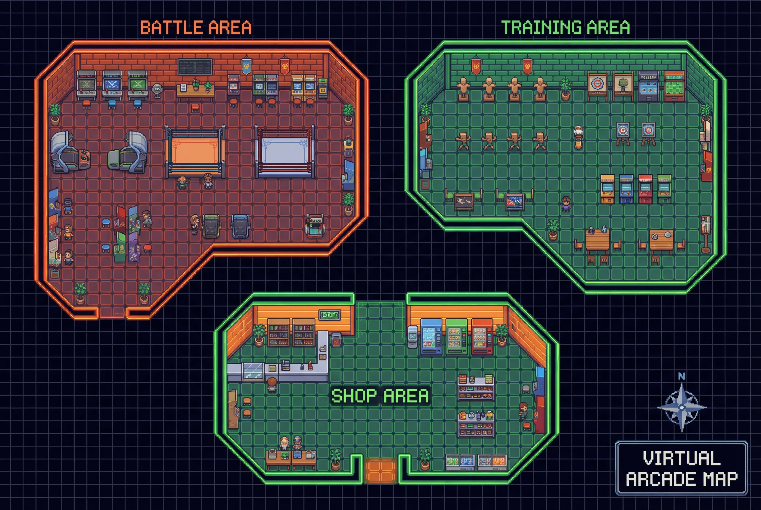 赛博格斗电子竞技场 芝麻开门 虚拟街机厅地图