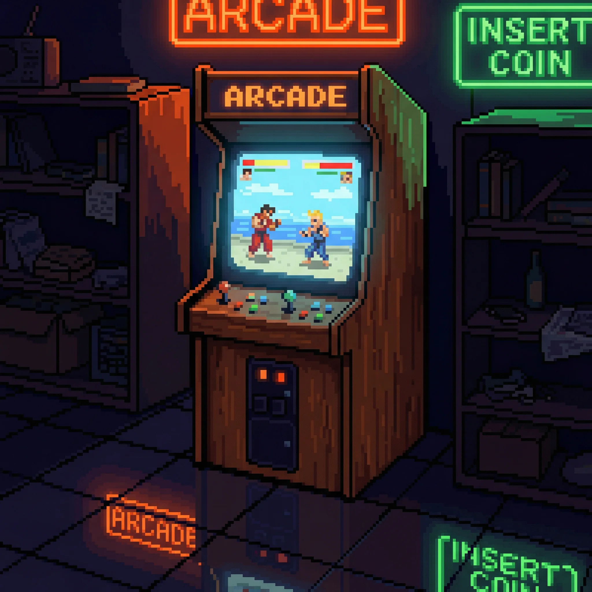 像素艺术作品：怀旧街机厅 - 芝麻开门 社区创作