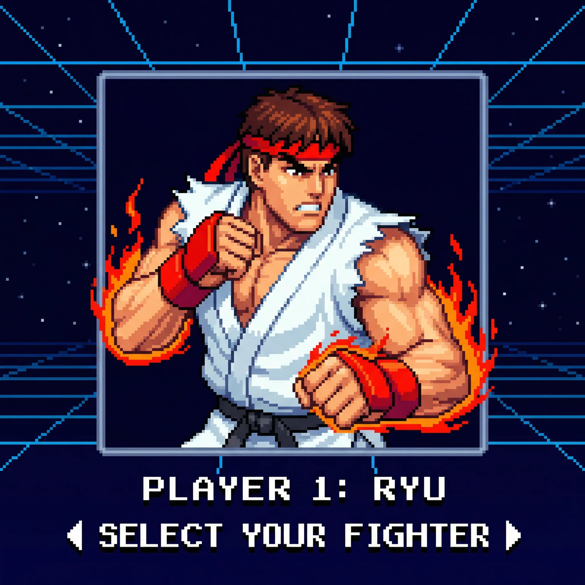 格斗家隆的像素头像 - 芝麻开门 角色